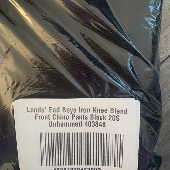 NWT LANDS' END BOYS IRON KNEE BLEND PLAIN FRONT CHINO PANTS BLACK - Picture 10 of 16